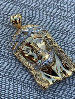 Solid 925 Silver 14k Gold Jesus Piece Pendant 17 Solid 925 Silver 14k Gold Jesus Piece Pendant -Harlem Bling Shop harlembling solid 925 silver 14k gold jesus piece pendant 13667.1664400441