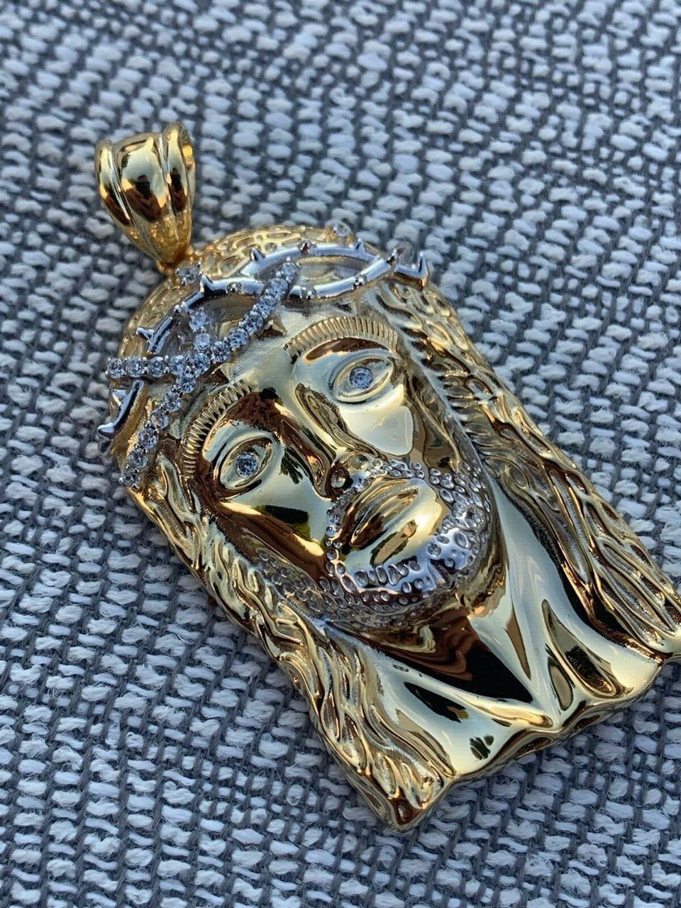 Solid 925 Silver 14k Gold Jesus Piece Pendant 6 Solid 925 Silver 14k Gold Jesus Piece Pendant - Image 4