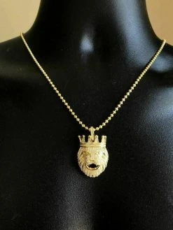 Solid 925 Silver 14k Gold Pendant Diamond African Rasta Lion LEO W. Moon Chain -Harlem Bling Shop harlembling solid 925 silver 14k gold pendant diamond african rasta lion leo w moon chain 71908.1664374710