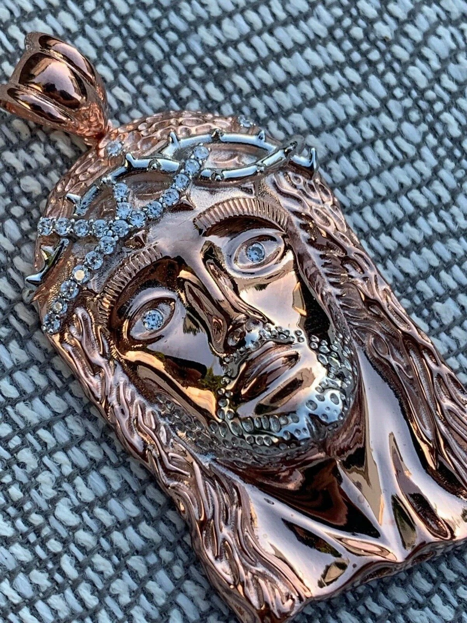 Solid 925 Silver 14k Rose Gold Finish Jesus Piece ITALY Necklace HIPHOP Real Icy 5 Solid 925 Silver 14k Rose Gold Finish Jesus Piece ITALY Necklace HIPHOP Real Icy - Image 3