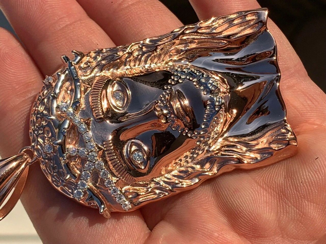 Solid 925 Silver 14k Rose Gold Finish Jesus Piece ITALY Necklace HIPHOP Real Icy 12 Solid 925 Silver 14k Rose Gold Finish Jesus Piece ITALY Necklace HIPHOP Real Icy - Image 10