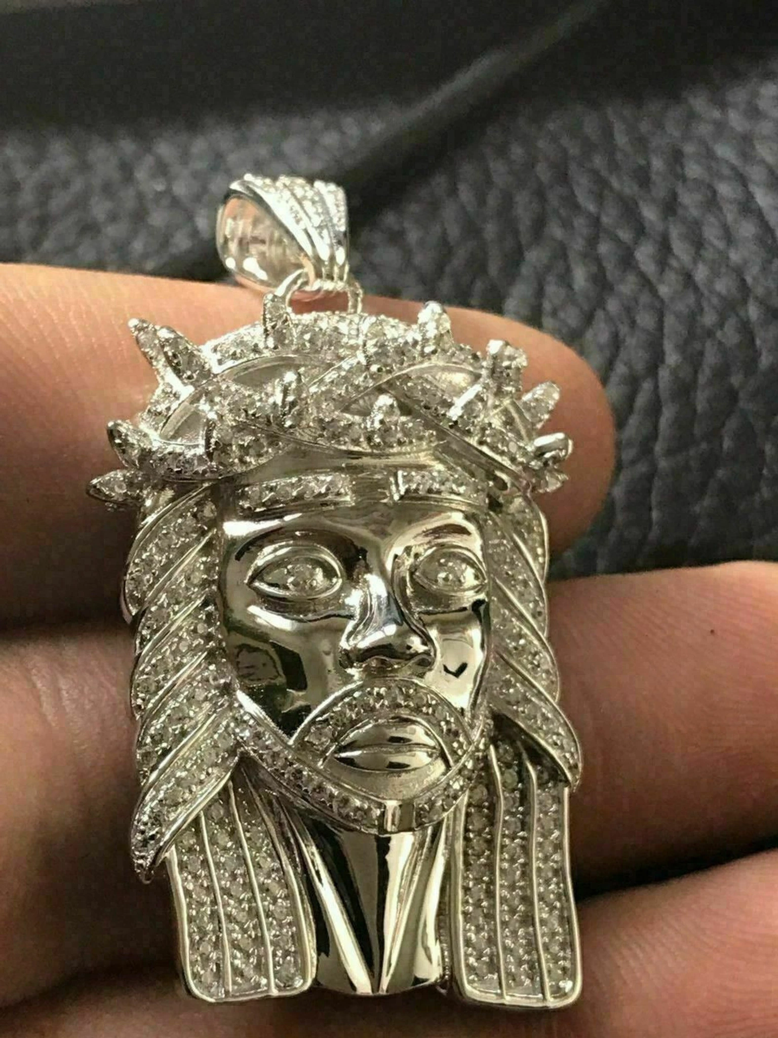 Solid 925 Silver 2.3ct Simulated Diamond Jesus Piece Pendant 1"x2" ICY Hip Hop 3 Solid 925 Silver 2.3ct Simulated Diamond Jesus Piece Pendant 1"x2" ICY Hip Hop