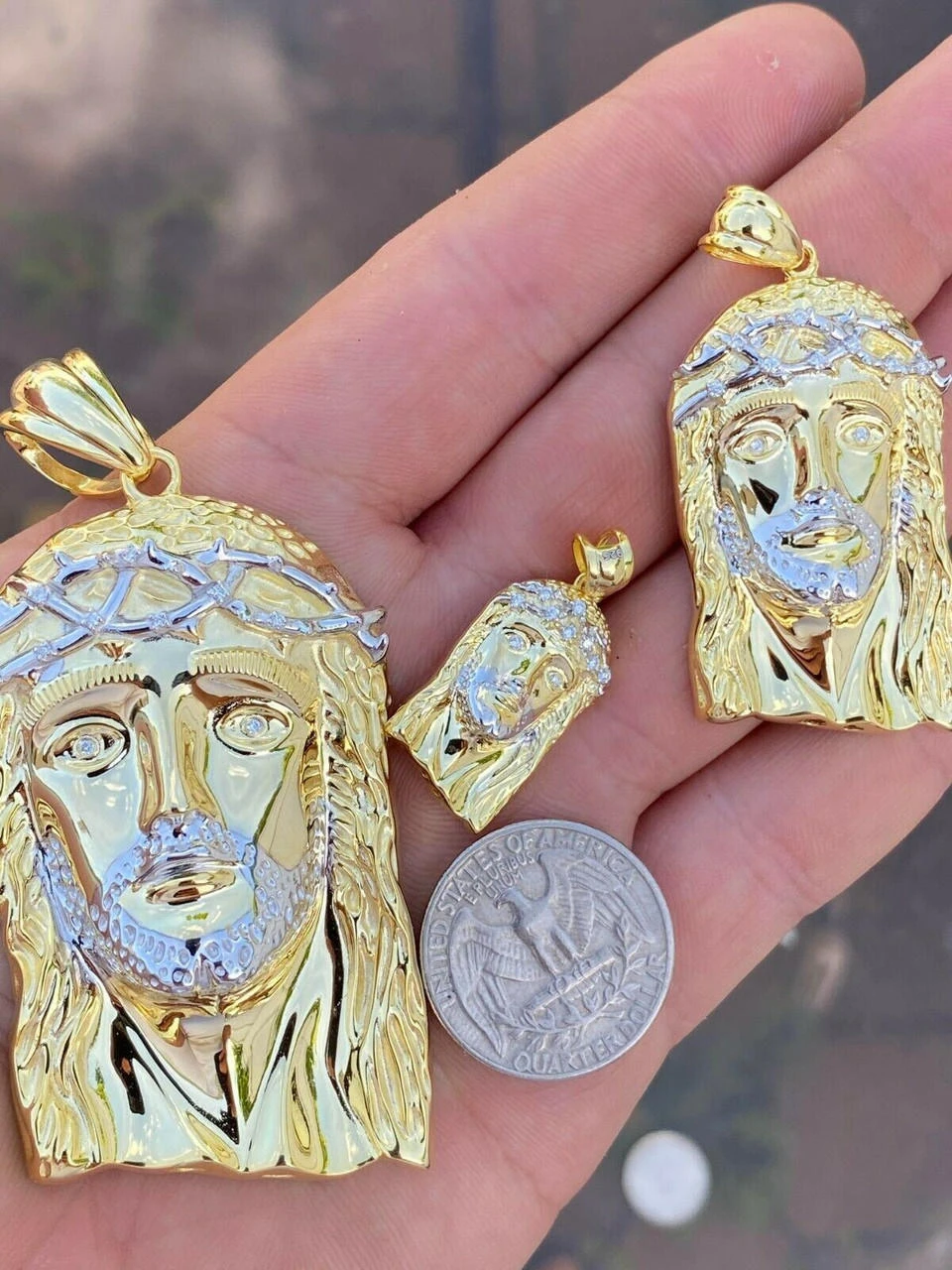 Solid 925 Silver & 14k Gold Jesus Piece HIP HOP 0.1ct REAL Natural Diamond Iced 17 Solid 925 Silver & 14k Gold Jesus Piece HIP HOP 0.1ct REAL Natural Diamond Iced - Image 15