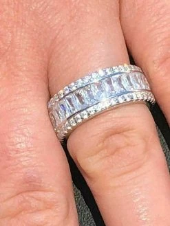 Solid 925 Silver Baguette Diamond Tennis Wedding Band Ring His Hers Gold ICY -Harlem Bling Shop harlembling solid 925 silver baguette diamond tennis wedding band ring his hers gold icy 00070.1664387922