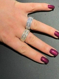 Solid 925 Silver Baguette Diamond Tennis Wedding Band Ring His Hers Gold ICY -Harlem Bling Shop harlembling solid 925 silver baguette diamond tennis wedding band ring his hers gold icy 23758.1664397232