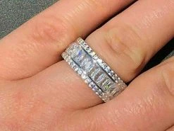 Solid 925 Silver Baguette Diamond Tennis Wedding Band Ring His Hers Gold ICY -Harlem Bling Shop harlembling solid 925 silver baguette diamond tennis wedding band ring his hers gold icy 34916.1664371669