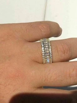 Solid 925 Silver Baguette Diamond Tennis Wedding Band Ring His Hers Gold ICY -Harlem Bling Shop harlembling solid 925 silver baguette diamond tennis wedding band ring his hers gold icy 65528.1664372184