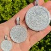 Solid 925 Silver Bling Out Iced Round Hip Hop Dog Tag Medallion Pendant Necklace 1 Solid 925 Silver Bling Out Iced Round Hip Hop Dog Tag Medallion Pendant Necklace -Harlem Bling Shop harlembling solid 925 silver bling out iced round hip hop dog tag medallion pendant necklace 55943.1664360572