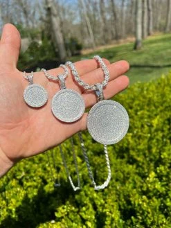 Solid 925 Silver Bling Out Iced Round Hip Hop Dog Tag Medallion Pendant Necklace 25 Solid 925 Silver Bling Out Iced Round Hip Hop Dog Tag Medallion Pendant Necklace -Harlem Bling Shop harlembling solid 925 silver bling out iced round hip hop dog tag medallion pendant necklace 57623.1664361109