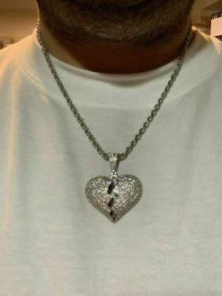 Solid 925 Silver Broken Heart Diamond Necklace Hop Hop Iced Heartbroken Pendant 24 Solid 925 Silver Broken Heart Diamond Necklace Hop Hop Iced Heartbroken Pendant -Harlem Bling Shop harlembling solid 925 silver broken heart diamond necklace hop hop iced heartbroken pendant 14835.1664379131