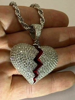 Solid 925 Silver Broken Heart Diamond Necklace Hop Hop Iced Heartbroken Pendant 25 Solid 925 Silver Broken Heart Diamond Necklace Hop Hop Iced Heartbroken Pendant -Harlem Bling Shop harlembling solid 925 silver broken heart diamond necklace hop hop iced heartbroken pendant 28511.1664398243
