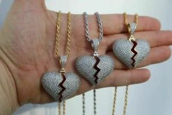 Solid 925 Silver Broken Heart Diamond Necklace Hop Hop Iced Heartbroken Pendant 17 Solid 925 Silver Broken Heart Diamond Necklace Hop Hop Iced Heartbroken Pendant -Harlem Bling Shop harlembling solid 925 silver broken heart diamond necklace hop hop iced heartbroken pendant 45875.1664391328