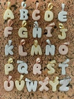 Solid 925 Silver Bubble Letters Initial Pendant CZ Super Icy A - Z Mens Ladies 22 Solid 925 Silver Bubble Letters Initial Pendant CZ Super Icy A - Z Mens Ladies -Harlem Bling Shop harlembling solid 925 silver bubble letters initial pendant cz super icy a z mens ladies 57314.1665670393