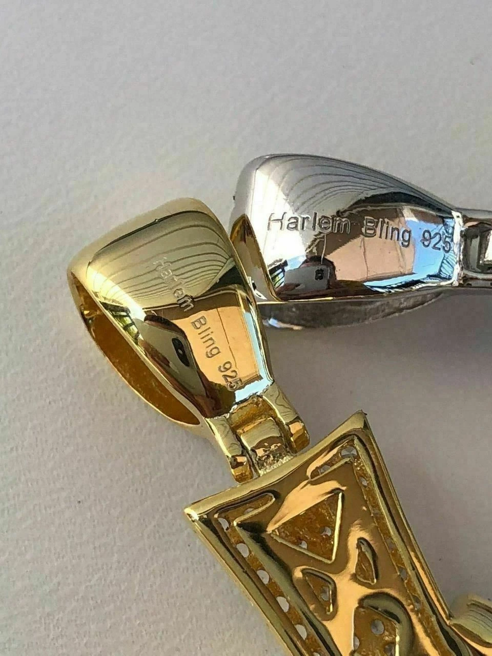 Solid 925 Silver Cross Crucifix ICY Diamond Mens Pendant 14k Gold Plated Rhodium 15 Solid 925 Silver Cross Crucifix ICY Diamond Mens Pendant 14k Gold Plated Rhodium - Image 13