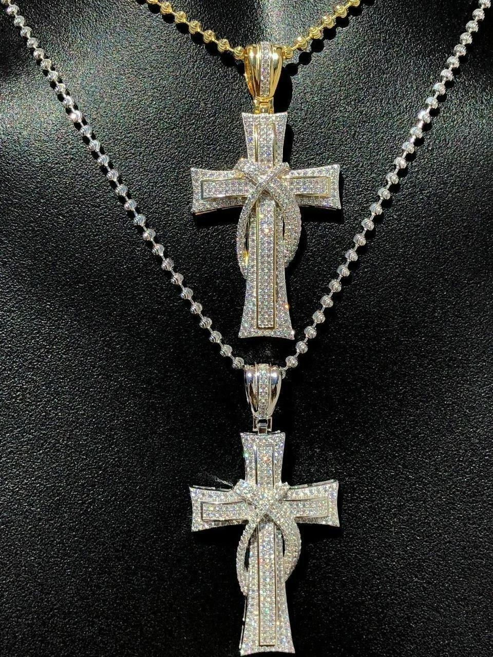 Solid 925 Silver Cross Crucifix ICY Diamond Mens Pendant 14k Gold Plated Rhodium 4 Solid 925 Silver Cross Crucifix ICY Diamond Mens Pendant 14k Gold Plated Rhodium - Image 2