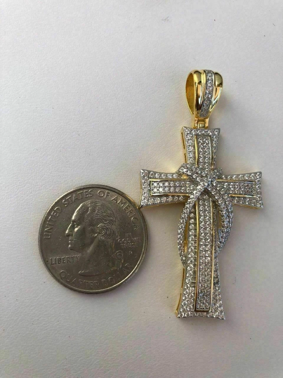 Solid 925 Silver Cross Crucifix ICY Diamond Mens Pendant 14k Gold Plated Rhodium 16 Solid 925 Silver Cross Crucifix ICY Diamond Mens Pendant 14k Gold Plated Rhodium - Image 14