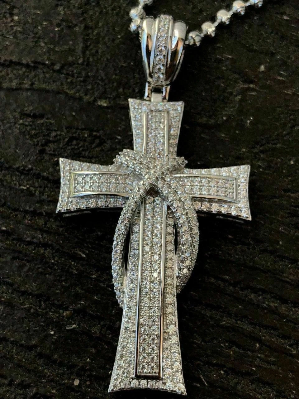 Solid 925 Silver Cross Crucifix ICY Diamond Mens Pendant 14k Gold Plated Rhodium 7 Solid 925 Silver Cross Crucifix ICY Diamond Mens Pendant 14k Gold Plated Rhodium - Image 5