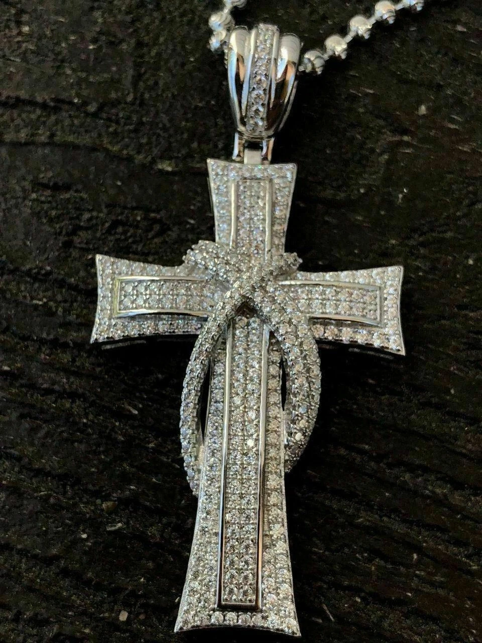 Solid 925 Silver Cross Crucifix ICY Diamond Mens Pendant 14k Gold Plated Rhodium 8 Solid 925 Silver Cross Crucifix ICY Diamond Mens Pendant 14k Gold Plated Rhodium - Image 6