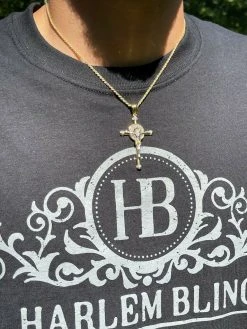 Solid 925 Silver Cross Jesus Pendant Yellow Gold Finish Iced Crucifix Necklace -Harlem Bling Shop harlembling solid 925 silver cross jesus pendant yellow gold finish iced crucifix necklace 18568.1664387172