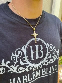 Solid 925 Silver Cross Jesus Pendant Yellow Gold Finish Iced Crucifix Necklace -Harlem Bling Shop harlembling solid 925 silver cross jesus pendant yellow gold finish iced crucifix necklace 55922.1664382188
