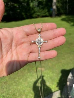Solid 925 Silver Cross Jesus Pendant Yellow Gold Finish Iced Crucifix Necklace -Harlem Bling Shop harlembling solid 925 silver cross jesus pendant yellow gold finish iced crucifix necklace 75947.1664383313