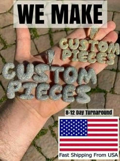 SOLID 925 SILVER Custom Bubble Letter Name Pendant Diamond FULLY ICED Bust Down