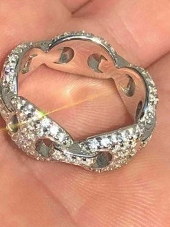 Solid 925 Silver Gucci Link Diamond RING Band Size 6 7 8 9 10 11 12 13 Pinky ICY -Harlem Bling Shop harlembling solid 925 silver gucci link diamond ring band size 6 7 8 9 10 11 12 13 pinky icy 56181.1664383348