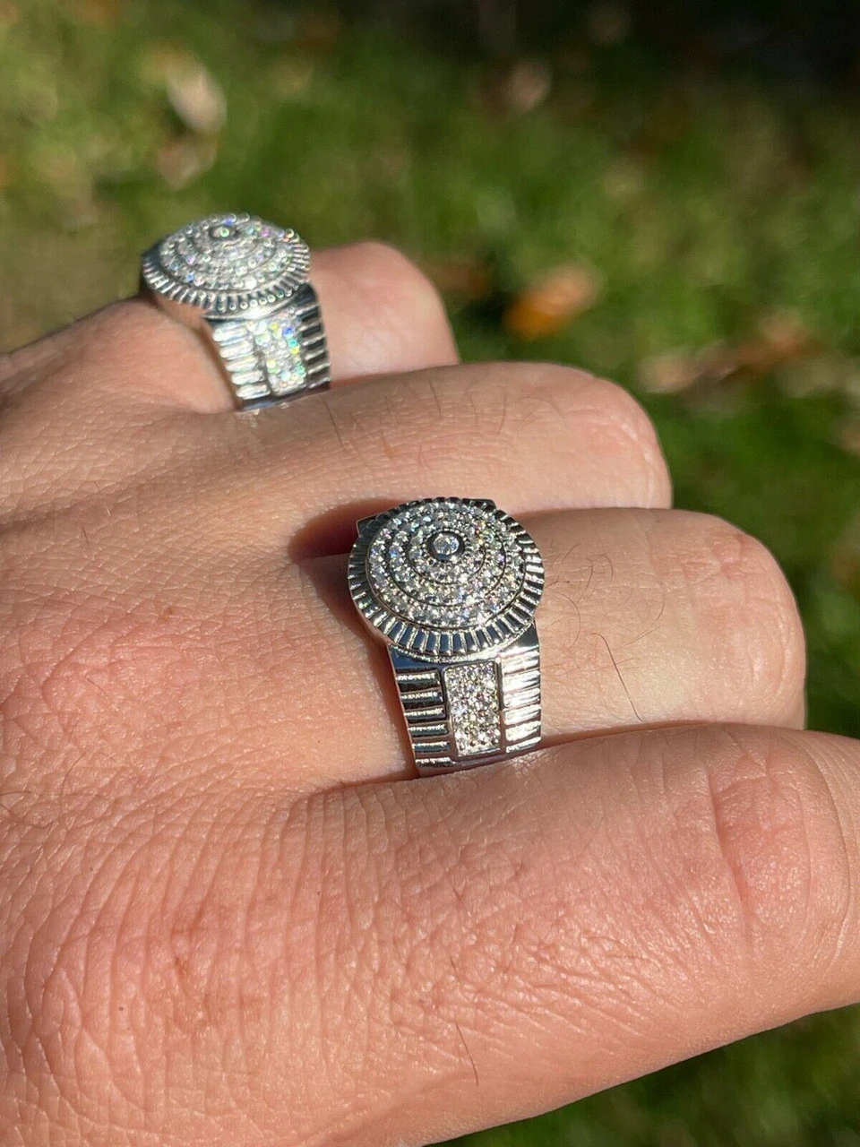 Solid 925 Silver Hip Hop Iced Moissanite Pinky Ring REAL Stone Pass Diamond Test 4 Solid 925 Silver Hip Hop Iced Moissanite Pinky Ring REAL Stone Pass Diamond Test - Image 2