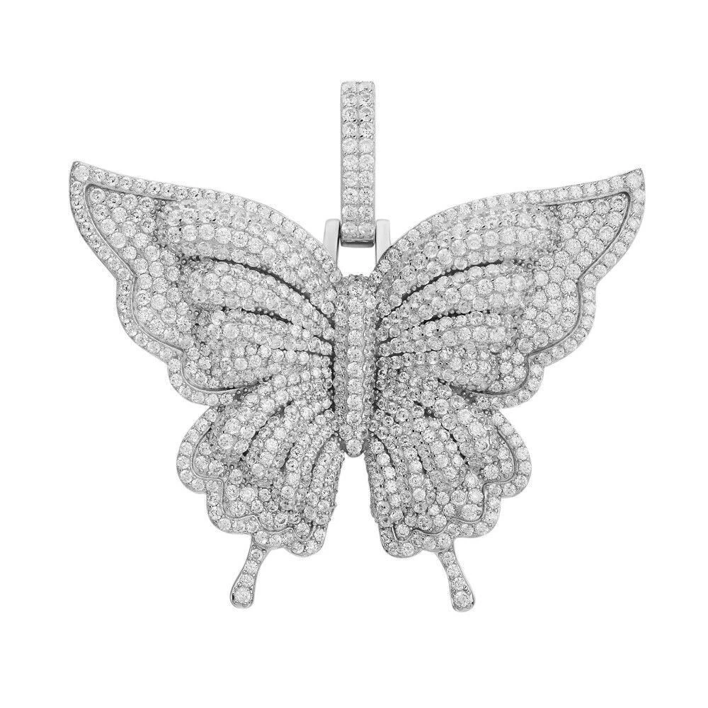 Solid 925 Silver HUGE Iced 2.5" Butterly Hip Hop Pendant For Men Ladies Necklace 12 Solid 925 Silver HUGE Iced 2.5" Butterly Hip Hop Pendant For Men Ladies Necklace - Image 10