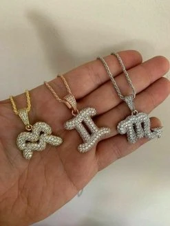 Solid 925 Silver Iced Diamond Zodiac Astrology Sign Pendant Necklace Hip Hop -Harlem Bling Shop harlembling solid 925 silver iced diamond zodiac astrology sign pendant necklace hip hop 44852.1664390037