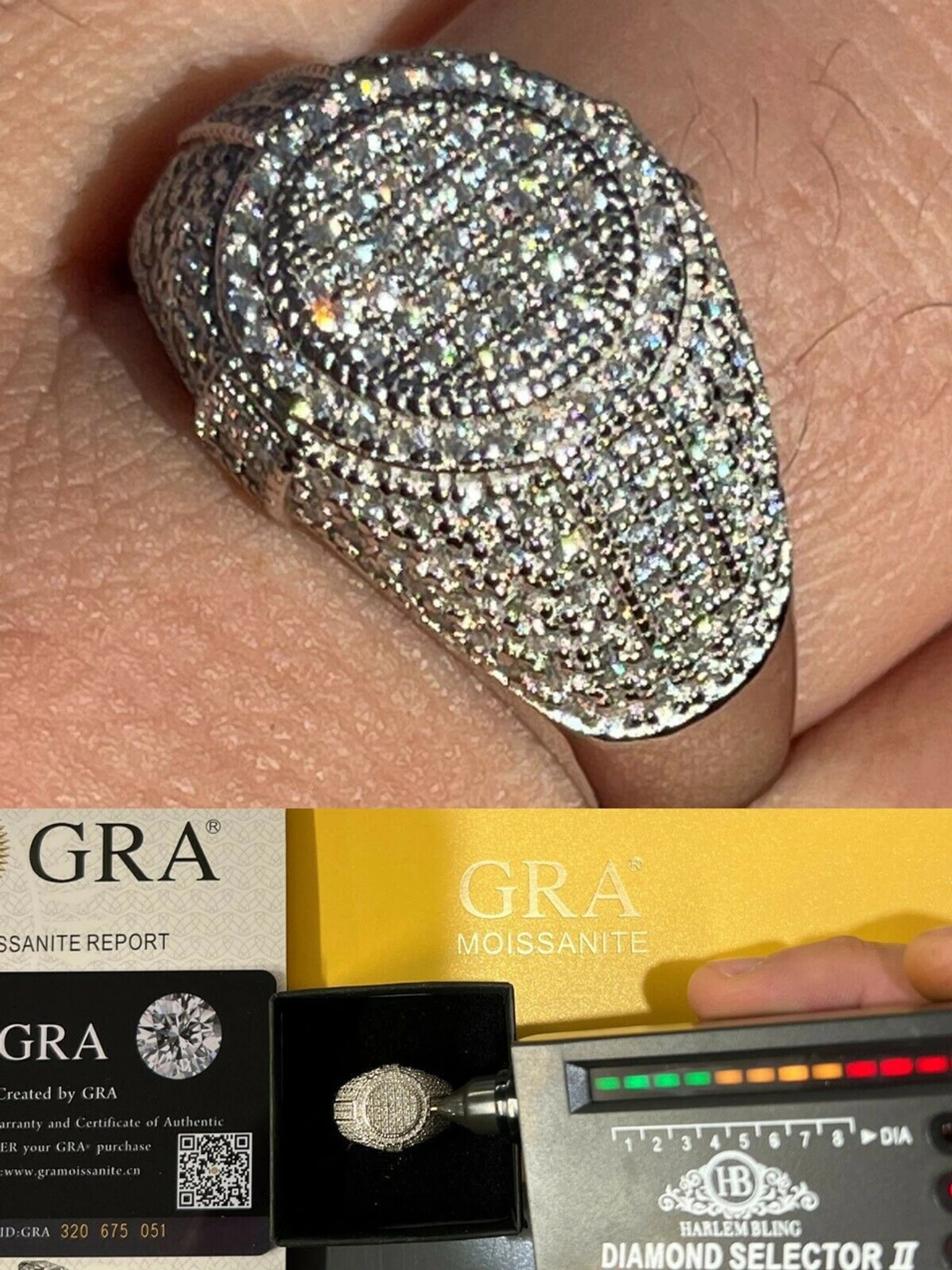 Solid 925 Silver Iced Hip Hop Pinky Ring REAL MOISSANITE Stone Pass Diamond Test 3 Solid 925 Silver Iced Hip Hop Pinky Ring REAL MOISSANITE Stone Pass Diamond Test