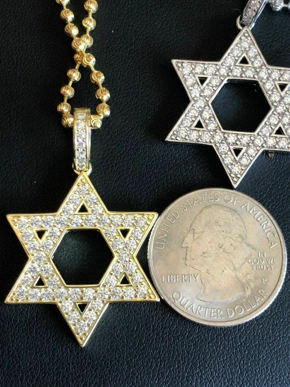 Solid 925 Silver Iced Magen Star Of David Jewish Iced Diamond 14k Gold Rhodium 4 Solid 925 Silver Iced Magen Star Of David Jewish Iced Diamond 14k Gold Rhodium - Image 2