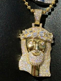 Solid 925 Silver Jesus Pendant ICY 2ct Diamond Baguette SUPER ICED Bust Down -Harlem Bling Shop harlembling solid 925 silver jesus pendant icy 2ct diamond baguette super iced bust down 70653.1664376291