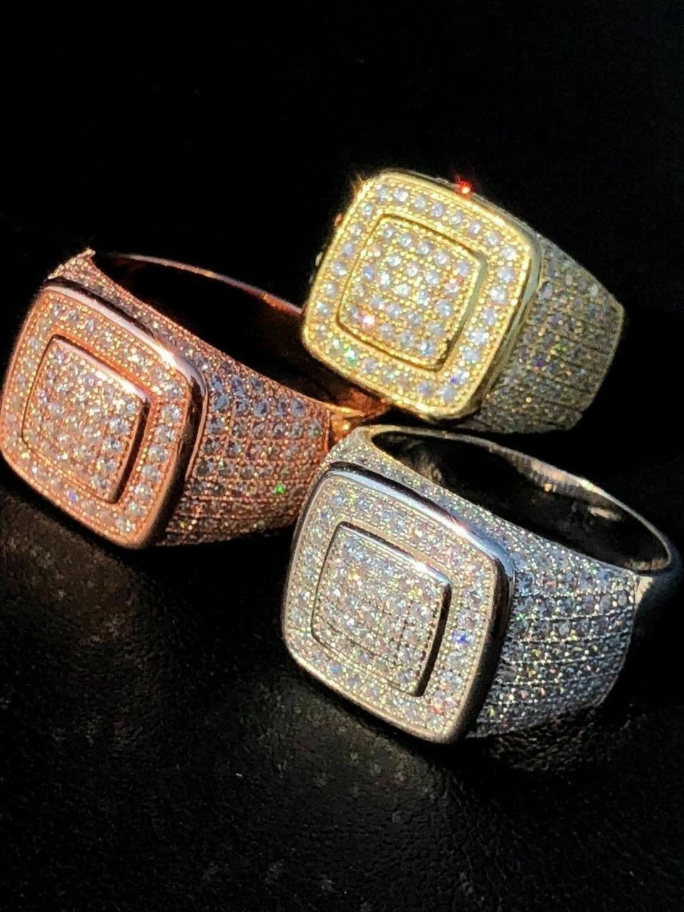 Solid 925 Silver Men's Diamond RING 14k Gold ICY Size 6 7 8 9 10 11 12 13 Pinky 4 Solid 925 Silver Men's Diamond RING 14k Gold ICY Size 6 7 8 9 10 11 12 13 Pinky - Image 2