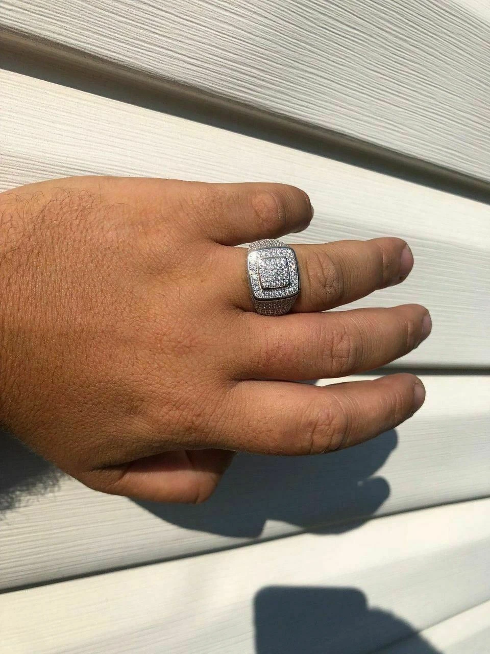 Solid 925 Silver Men's Diamond RING 14k Gold ICY Size 6 7 8 9 10 11 12 13 Pinky 6 Solid 925 Silver Men's Diamond RING 14k Gold ICY Size 6 7 8 9 10 11 12 13 Pinky - Image 4