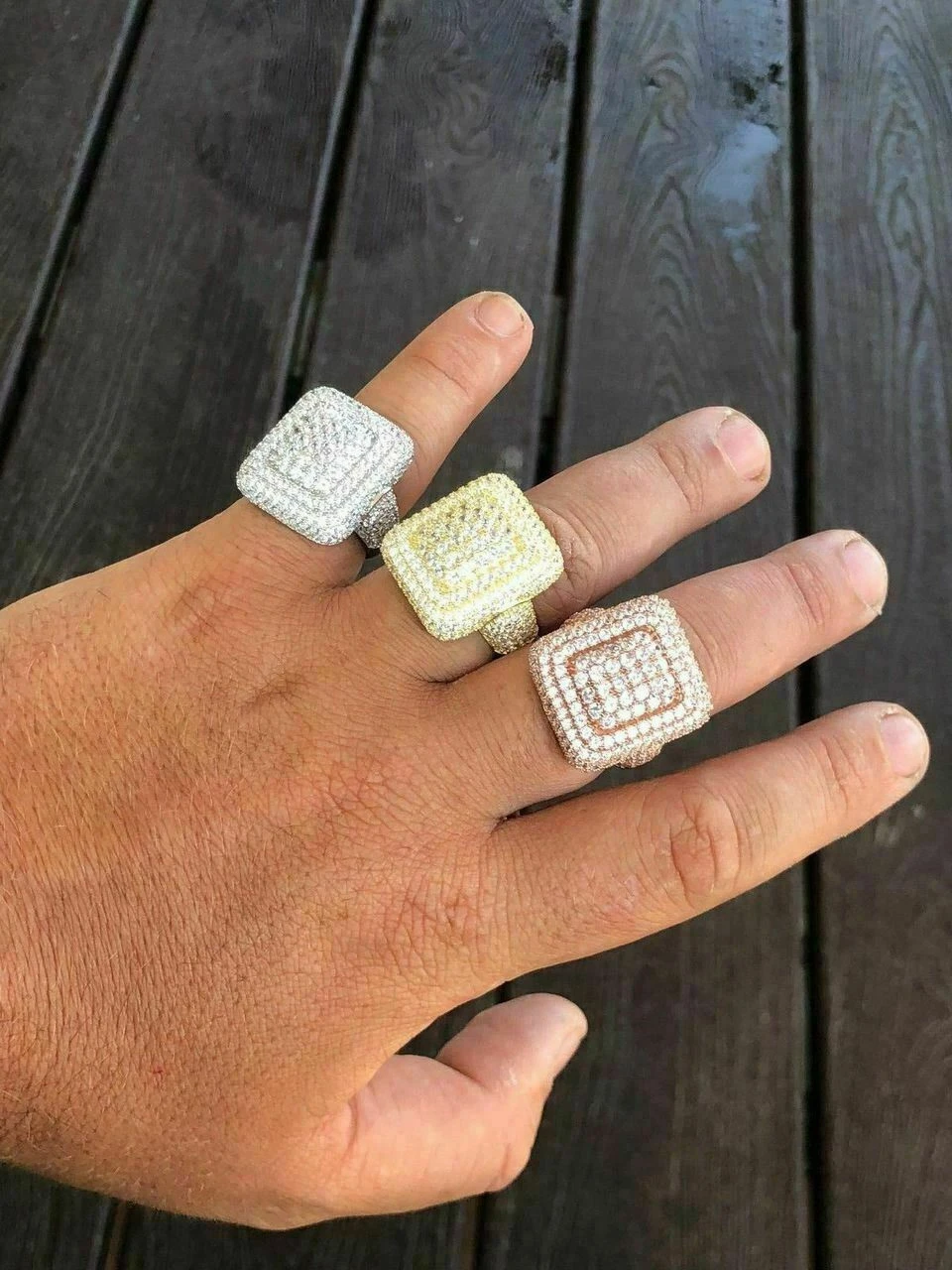 Solid 925 Silver Men's Hip Hop Rapper Big Diamond Pinky RING 14k Gold ICY CUSTOM 7 Solid 925 Silver Men's Hip Hop Rapper Big Diamond Pinky RING 14k Gold ICY CUSTOM - Image 5