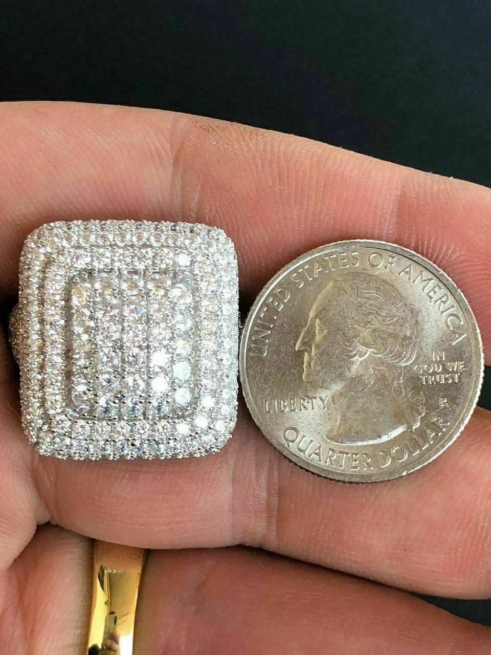 Solid 925 Silver Men's Hip Hop Rapper Big Diamond Pinky RING 14k Gold ICY CUSTOM 10 Solid 925 Silver Men's Hip Hop Rapper Big Diamond Pinky RING 14k Gold ICY CUSTOM - Image 8