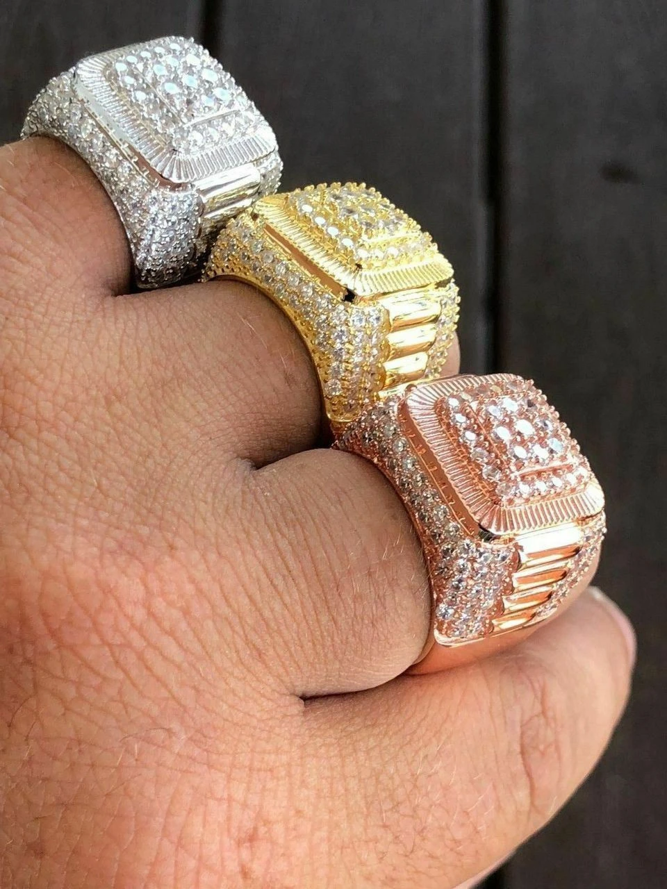 Solid 925 Silver Men's Hip Hop Rapper Big Diamond Pinky RING 14k Gold Super Icy! 8 Solid 925 Silver Men's Hip Hop Rapper Big Diamond Pinky RING 14k Gold Super Icy! - Image 6