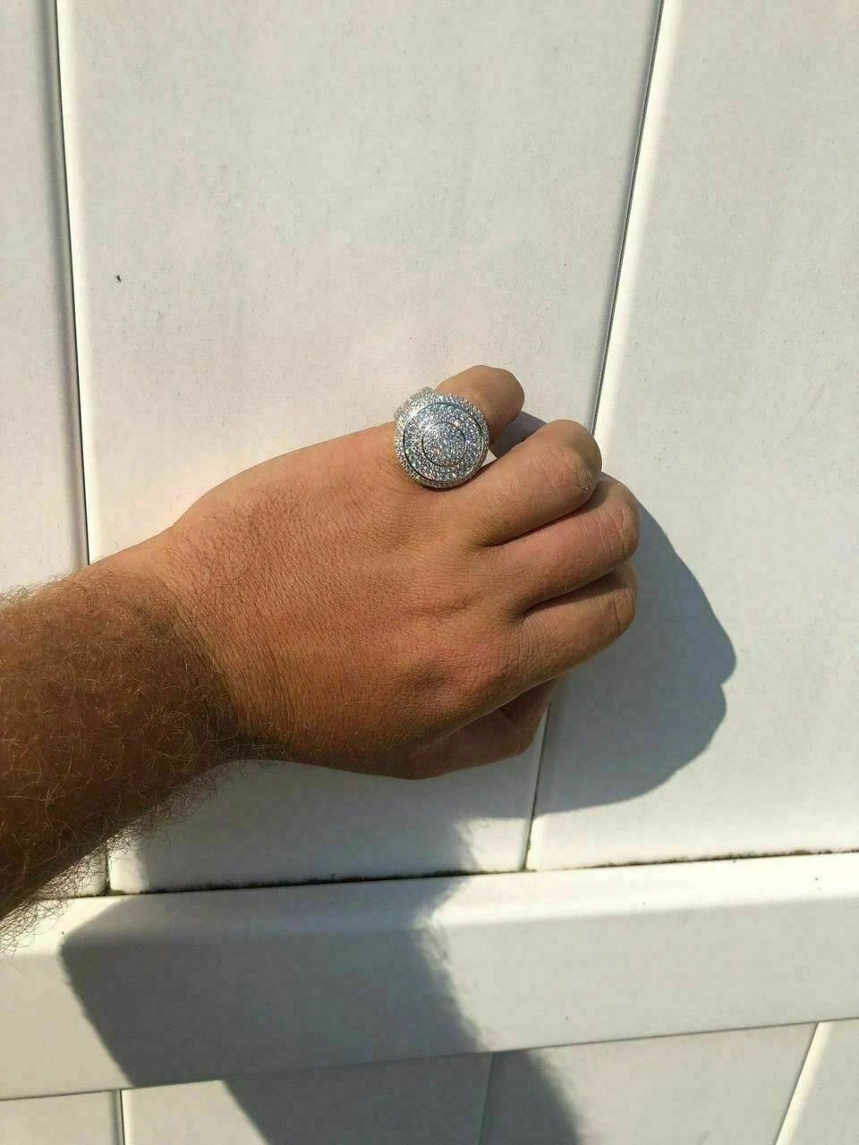 Solid 925 Silver Men's ICED ICY Large Diamond Pinky RING 14k Gold 7 8 9 10 11 12 8 Solid 925 Silver Men's ICED ICY Large Diamond Pinky RING 14k Gold 7 8 9 10 11 12 - Image 6