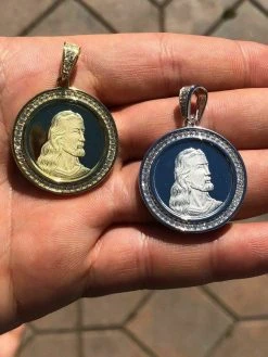 Solid 925 Silver Men's Jesus Last Supper Reversible Coin Medallion Pendant Italy -Harlem Bling Shop harlembling solid 925 silver mens jesus last supper reversible coin medallion pendant italy 42604.1664397609