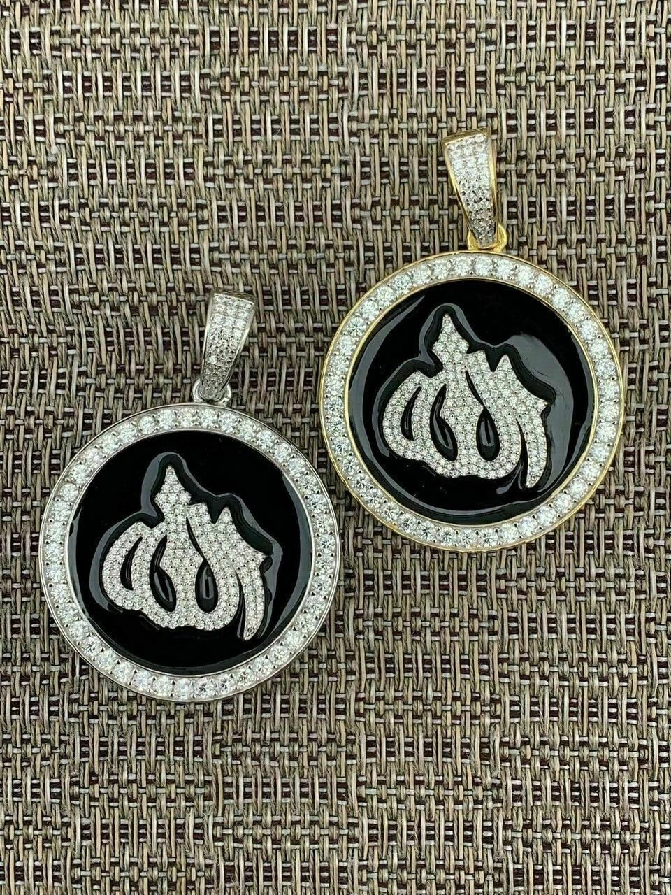 Solid 925 Silver Mens Large Allah Muslim Islamic Pendant Chain Iced Icy Hip Hop 4 Solid 925 Silver Mens Large Allah Muslim Islamic Pendant Chain Iced Icy Hip Hop - Image 2