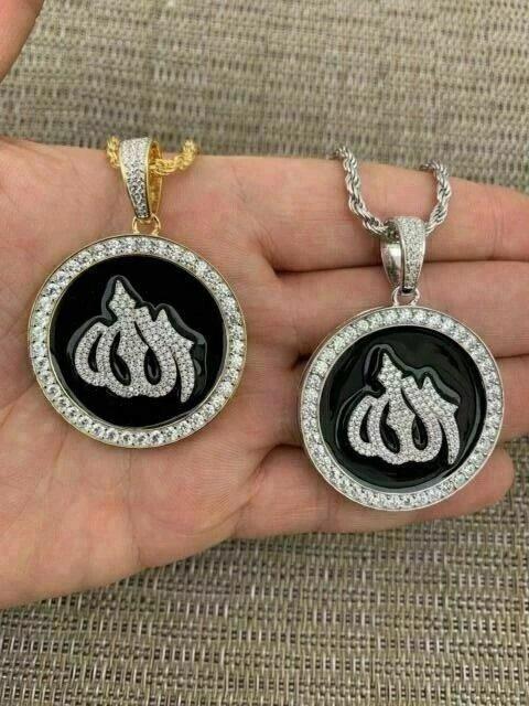 Solid 925 Silver Mens Large Allah Muslim Islamic Pendant Chain Iced Icy Hip Hop 11 Solid 925 Silver Mens Large Allah Muslim Islamic Pendant Chain Iced Icy Hip Hop - Image 9
