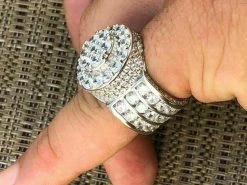 Solid 925 Silver Men's Large Round 5ct Iced CZ Cubic Zirconia Pinky RING HIP-HOP -Harlem Bling Shop harlembling solid 925 silver mens large round 5ct iced cz cubic zirconia pinky ring hip hop 00557.1664390935