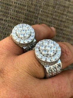 Solid 925 Silver Men's Large Round 5ct Iced CZ Cubic Zirconia Pinky RING HIP-HOP -Harlem Bling Shop harlembling solid 925 silver mens large round 5ct iced cz cubic zirconia pinky ring hip hop 28390.1664393493