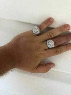 Solid 925 Silver Men's Large Round 5ct Iced CZ Cubic Zirconia Pinky RING HIP-HOP -Harlem Bling Shop harlembling solid 925 silver mens large round 5ct iced cz cubic zirconia pinky ring hip hop 77061.1664373881