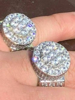 Solid 925 Silver Men's Large Round 5ct Iced CZ Cubic Zirconia Pinky RING HIP-HOP -Harlem Bling Shop harlembling solid 925 silver mens large round 5ct iced cz cubic zirconia pinky ring hip hop 82136.1664397848