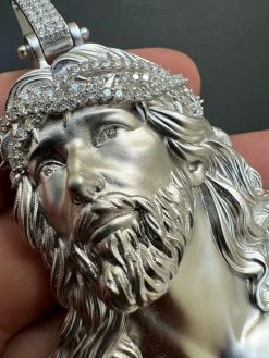 Solid 925 Silver MOISSANITE Jesus Piece Iced Pendant Necklace Handmade In Italy 37 Solid 925 Silver MOISSANITE Jesus Piece Iced Pendant Necklace Handmade In Italy -Harlem Bling Shop harlembling solid 925 silver moissanite jesus piece iced pendant necklace handmade in italy 00691.1694222466