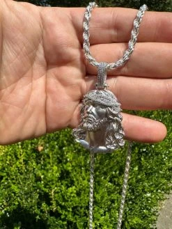 Solid 925 Silver MOISSANITE Jesus Piece Iced Pendant Necklace Handmade In Italy 31 Solid 925 Silver MOISSANITE Jesus Piece Iced Pendant Necklace Handmade In Italy -Harlem Bling Shop harlembling solid 925 silver moissanite jesus piece iced pendant necklace handmade in italy 07849.1694222440
