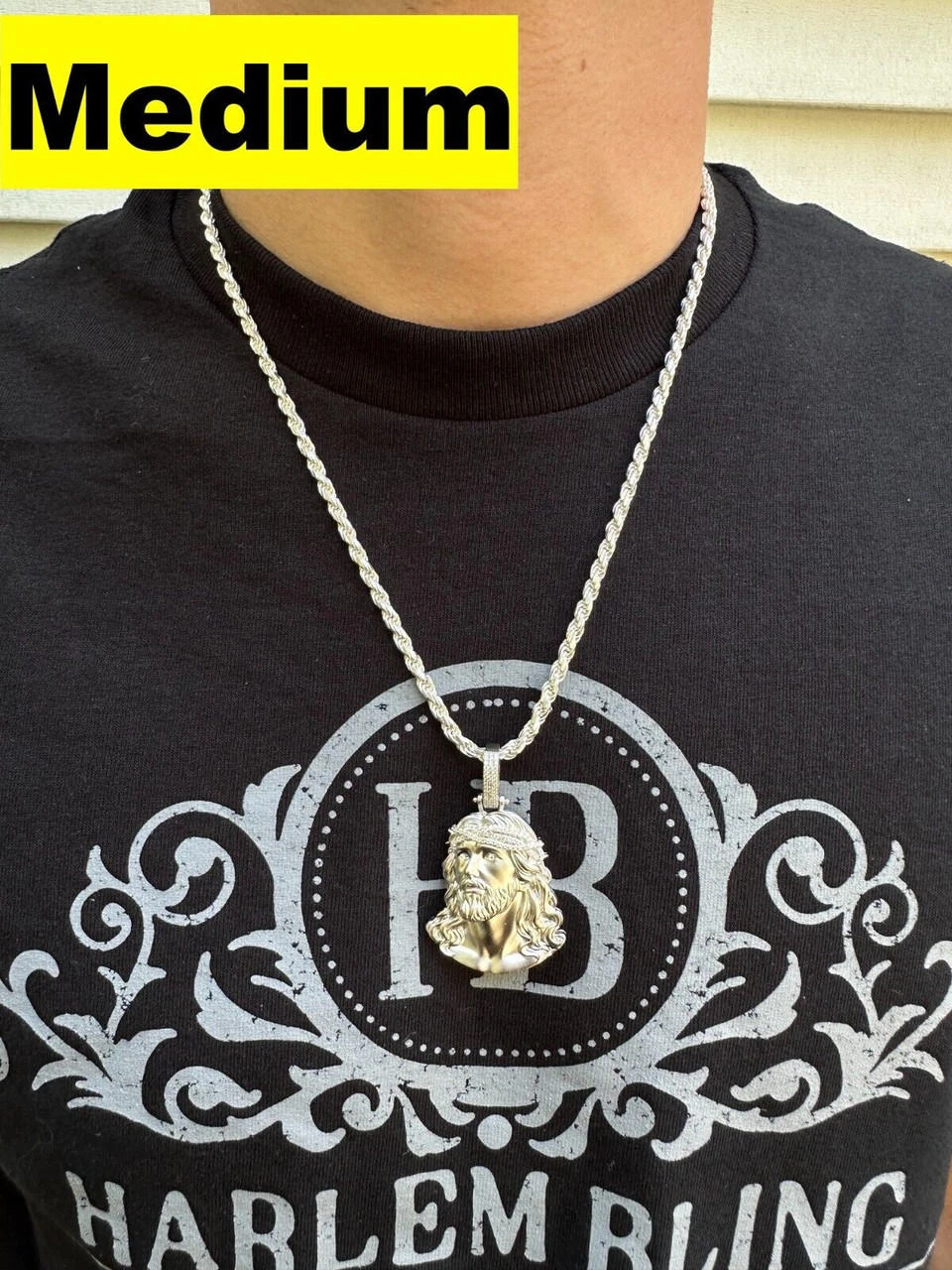 Solid 925 Silver MOISSANITE Jesus Piece Iced Pendant Necklace Handmade In Italy 7 Solid 925 Silver MOISSANITE Jesus Piece Iced Pendant Necklace Handmade In Italy - Image 5