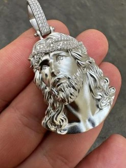 Solid 925 Silver MOISSANITE Jesus Piece Iced Pendant Necklace Handmade In Italy 24 Solid 925 Silver MOISSANITE Jesus Piece Iced Pendant Necklace Handmade In Italy -Harlem Bling Shop harlembling solid 925 silver moissanite jesus piece iced pendant necklace handmade in italy 76543.1694222430
